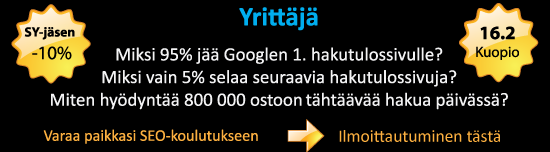 SEO- hakukoneoptimointi koulutus Kuopio